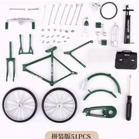 Mini Alloy Bicycle Model Sliding Assembled Version Simulation DIY Collection Gift Vintage Bike Decoration