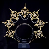 Handmade Gold Halo Crown Boho Wedding Headband Met Gala Lolita Goddess KC Gothic Halo Crystal Crown Headband Hair Accessories