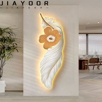 Modern LED Lights With Clocks Feather Wall Paintings Decorative Living Room Corridors Remote Control Indoor Wall Lights 90-260V
