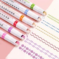 6Pcs Colored Curve Highlighter Pens Set 6 Shapes Roller Tip Marker for Journaling School Supplies