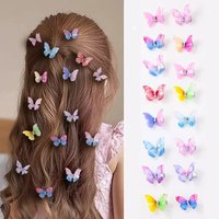 Random 10 pieces, colors vary. Women’s gradient double-layered butterfly hair clips. Cute, princess-themed daily accessory set.
