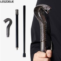 Antique Silver Cobra-Head Walking Stick Men Elegant Fashion Vintage Decorative Cane for Women Luxury Halloween Cosplay Accessory