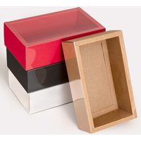 10PCS/SET Sliding Cover Clear Window Kraft Gift Box Hardcore Foldable Drawer Gift Box DIY Reusable Packaging Box Holiday Gifting
