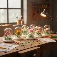 Creative MOC Eternal Bouquet Rose Building Blocks Flower Set DIY Eternal Bouquet Display Box Brick Toy for Home Office Decor
