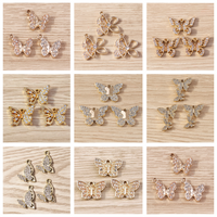 Tusember 10pcs Exquisite Butterfly Pendant Gold Color Crystal Butterfly Charms for Jewelry Making Fashion Earrings Necklaces DIY
