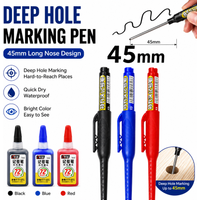 45mm Waterproof Long Head Nib Deep Hole Markers Pen Tile Carpenter Pen Multi-purpose for Woodworking Black/Blue/Red Ink