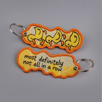 Funny "Most Definitely Not All In A Row" Duck Embroidered Keychain Double Sided Tags Key Ring Accessory for Keys Backpacks Gift