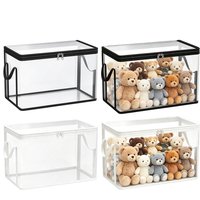 2 Pieces Stuffed Toy Storage Box Plush Dolls Organizer Chest Transparent PVC Travel Stuffed Animal Container For Living Room