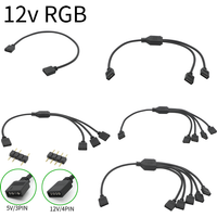ARGB 5V 3Pin Extension Cable Adapter 30cm 1 to 1 2 3 4 5 12v 4pin RGB Splitter Cable for MSI A SUS ASRock AURA LED
