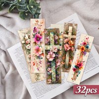 32pcs, floral cross-themed bookmarks, Christmas, teacher gift, back-to-school holiday gifts, creative artistic designs