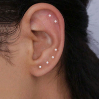 6pcs/set 4mm Tiny Pearl Zircon Metal Ball Stud Earrings for Men and Women Hip-hop Cool Fashion Jewelry Multi-wearing Studs
