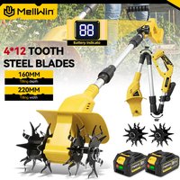 MELLWIN 1600W Akku-Gartenfräse Bodenkultivator 1000 U/min Rototiller Grab- und Kultivierwerkzeug 160mm Klinge 220mm Fräsbreite 160mm Frästiefe für Makita 18V Akku