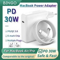 BINGO 30W GaN USB-C Fast Charger for MacBook Air & iPad Pro, PD3.0 Power Adapter, CE FCC RoHS certification, safe&fast charging.