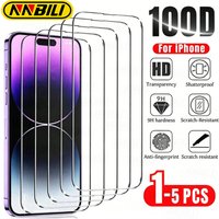 NNBILI 1-5Pcs Tempered Glass for iPhone 17 16 15 14 13 12 11 Pro Max Screen Protector for iPhone 12 13 Mini 14 Plus 17e Glass
