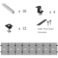 PV Solar Module Bracket Mounting Rail Kit Aluminium Rail Flat Roof End/Middle Clamp Set 20cm Length 30-35cm Adjustable Clamp