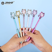 2Pcs Creative Shining Rhinestone Pen Cartoon Cat Rhinestone Pen Cute Stationery Student Office Supplies Gift Prize
