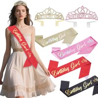 Birthday Crown Birthday Sash Crystal Tiaras and Crowns for Women Tiara Queen Crown Headband Princess Birthday Party Decorations