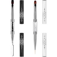 Dual-Ended Hard Nail Art Brush Builder Gel Rhinestone Handle French Tip for Manicure Design Polish Gel Liner Professional Pen
