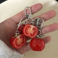 1/2/3PCS Women Backpack Decoration Korean Ins 3D Tomato Keychain Y2K Japanese Magical Girl Star Keychain Bag Charms Car Keyring