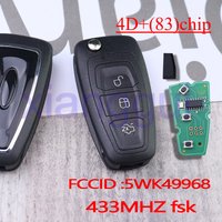 2/3BT 5WK49968 4D83Chip 433MHz FSK Car Key Remote Fob Case Shell for Ford Focus 2012-2015 Fiesta Transit C-Max S-Max MK3 Mondeo