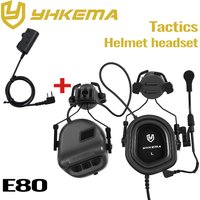 E80 Tactical Shooting Headset Electronic Hearing Protection with Kenwood 2 Pin PTT Adapter for Outdoor Hunting