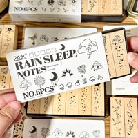 TIANZI 6/12 pcs Creativity Wood Rubber Stamps Hand Account Seal Stamp Wedding Decoration Scrapbook Stamping Card Diary Supplies