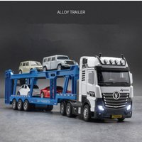 Alloy Double Deck Flatbed Trailer Model Diecast Metal Heavy Semi Automobile Trailer Transport Vehicle Truck Car Model Kids Gifts