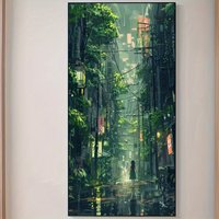 DIY 5D Diamond Painting Kit- Rainforest City Theme, Full Drill Round Crystal Stone Art, Home Wall Decoration