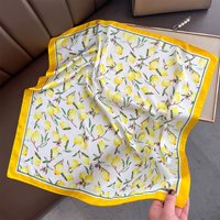 2025 New Yellow Lemon Print Square Silk Scarf for Women 70*70cm Neck Ties Fashion Decorate Neckerchief Female Hijab Bag Ribbions