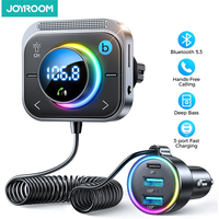 Joyroom Bluetooth 5.3 FM/AUX Transmitter Car Adapter Audio FM Transmitter Bass Boost 3 Ports PD&QC 3.0 FM Bluetooth Fast Charger