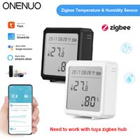 ONENUO Tuya Zigbee Temperature and Humidity Sensor with LCD Screen Digital Display Wireless Thermometer Work with Alexa Google