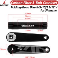 Pédalier WUZEI en fibre de carbone pour vélo pliable/route, fixation directe 3 boulons, 165MM 170MM, 11/12V pour axe 24mm, pédalier de vélo SHIMANO ultra-léger
