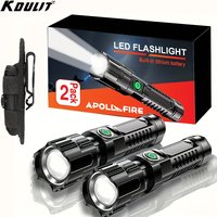 1/2P Strong Light Flashlight Portable Rechargeable Super Bright Outdoor Telescopic Zoom Searchlight Far Focus Household LED Lamp
