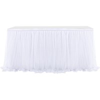 Fluffy Table Skirt Wedding Party Tutu Tulle Tableware Cloth Baby Shower Gender Reveal Birthday Party Wedding Home Decor 4 Sizes