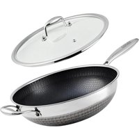 Whole Body Tri-Ply Stainless Steel Frying Pan 316 Stainless Steel Non Stick Wok Pan Double-sided Honeycomb Skillet for All Stove