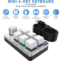 6 Key 1 Knob Keyboard Wired Custom RGB Programming Macro Gaming Keypad Copy Paste PS Mechanical Keyboard Hot Swap Macro Keyboard