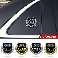 Metal Wheat Ears Laurel Wreath Shield Car Emblem For Ford Ranger Focus Auto Decoration Accessories Galaxy Mondeo Transit Badge