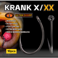 10pcs Carp Fishing Hook Krank Hook EXTRA Extra Wide Gape Reversed Alloy Steel Mirco Barded/Barbless PTFE Coating Size 1 2 4 6