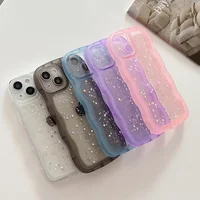 for iPhone 17 Air 16 15 14 13 12 11 Pro Max Mini XR Plus Case Cute Clear Drip Glue Star Curly Wave Hybrid Shockproof Soft Cover