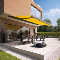 Outdoor Patio Awning Motorized Retractable Awning Sunshade Coffee Shop Restaurant Sun Shelter Aluminum Folding Full Box Awning