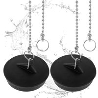 2 Pcs Sink Plug Universal Rubber Drain Stopper With Round Beaded Chain Bath Sink Drain Stopper Plug for Kitchen and Bathroom Fit