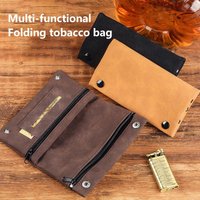 (Ce14)Frosted Leather Hand Cigarette Bag Foldable Storage Bag Handmade Tobacco Lighter Pouch Tobacco Moisturizing Bag