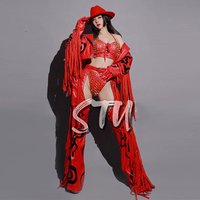2025 Punk Rivet Bikini Fringed Coat Singer Performance Stage Outfit Hollow Out Pants Carnival Clothing Drag Queen Costume yj004