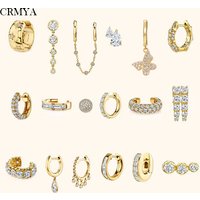 CRMYA Gold Filled Silver Color Hoop Earrings For Women Stud Earring Zircon Piercing Drop Earings Personalized Jewelry Wholesale