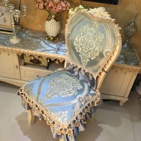 European Kitchen Chair Cover Jacquard Fabric Non-slip Dining Chair Cushion Home Decor Luxury Embroidered Chair Covers Vintage