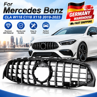 Für Mercedes Benz CLA W118 C118 X118 2019 2020 2021 2022 2023 AMG GT Mesh Auto-Frontgrill, Auto-Rennsport-Grill, Schwarzer Lufteinlassgrill