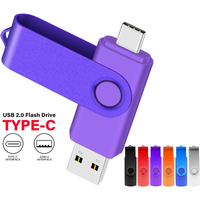Rotatable 360° TYPE C USB 2.0 Flash Drive OTG Pen Drive 128GB 64GB 32GB Memory Stick 2 in 1 High Speed U Disk True Capacity