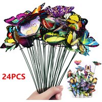 24Pcs/set Butterflies Garden Yard Planter Colorful Whimsical Butterfly Stakes Decoracion Outdoor Decor Flower Pots Decoration