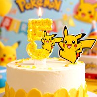 Lovely Pokemon Themed Cake Topper Birthday Candle Cute Anime Character Candle Kids Boys Girls Birthday Cake Decor Accessories