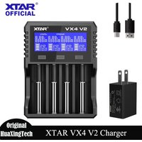 Original XTAR VX4 V2 4-Bay Smart Battery Charger LCD Display Fast Charging for 18650 21700 26650 32700 Li-ion Recharge Batteries